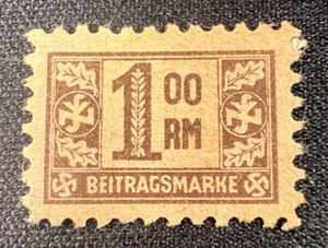 1930s German Reichsbeitragsmarke 1.00 RM Brown Stamp – Party Dues Contribution - Picture 1 of 2