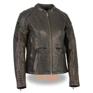 MILWAUKEE LEATHER WOMEN'S BLACK LEATHER LIGHTWEIGHT SCUBA RACER JACKET - SAME - Picture 1 of 3