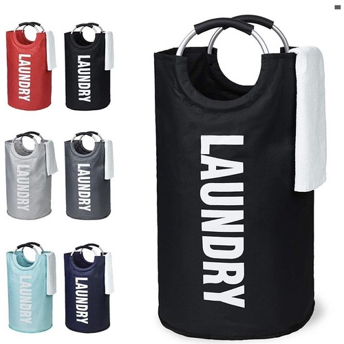 90L Foldable Fabric Laundry Basket Collapsible Clothes Hamper Bag