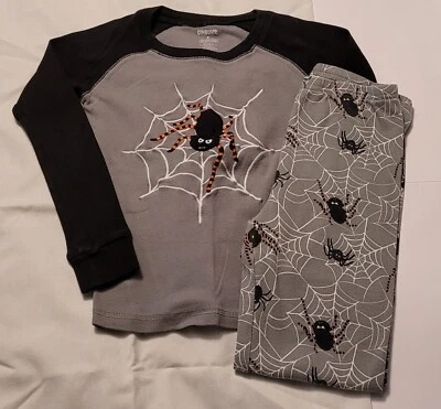 GYMBOREE Niños Niñas Talla 8 Halloween Gris Araña Pijama Gimmies Conjunto ~  Foto 1 de 4