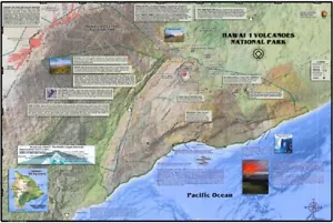 Mapa de pared laminado del Parque Nacional de los Volcanes de Hawai - Imagen 1 de 4