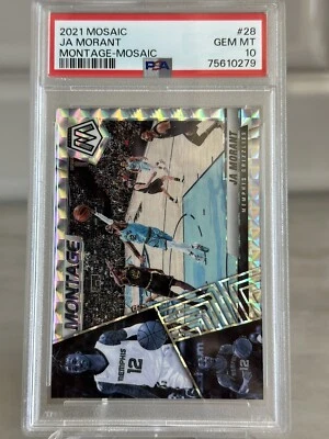 2021-22 Mosaic Silver Montage Prizm JA Morant SP Grizzlies #28 PSA 10 POP 2!!! - Image 1 of 3