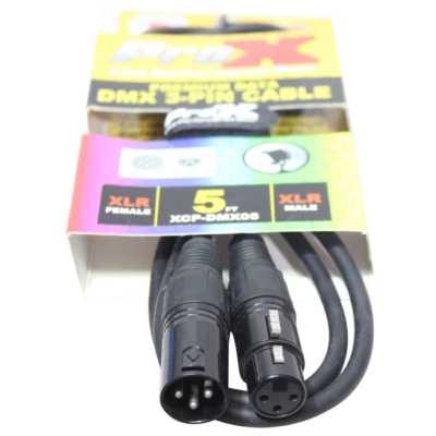 Pro X 5 Ft. DMX XLR3-M to XLR3-F Premium Cable - Image 1 of 3