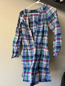 Ralph Lauren Multi Color Plaid Dress Button-Up Collared Drop Waist - Girl's 16 - Picture 1 of 2