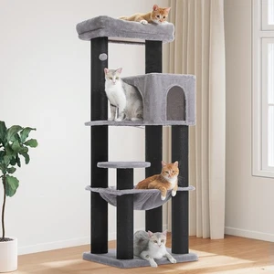 Torre de árbol para gatos PAWZ Road XL para gatos grandes (30 lb) con poste rascador grueso juguete - Imagen 1 de 48