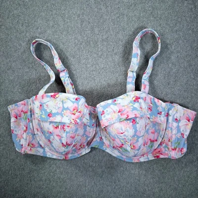 Top de natación de bikini floral azul Adore Me Vivien para mujer 40DD con aros rosa playa Foto 1 de 4