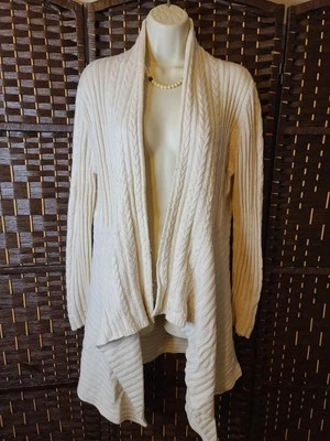 Suéter Otoño Cachemira M Crema Acanalado Drape Cárdigan Cachemira Lana Merino Hobo Foto 1 de 4