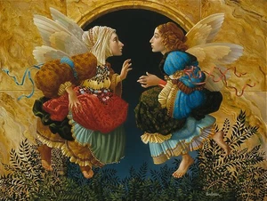 James Christensen Two Angels Discussing Botticelli - Picture 1 of 1