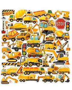 50x Baustelle Sticker – Baufahrzeuge Aufkleber Set für Kinder & Basteln - Bild 1 von 3