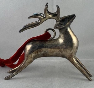 Vintage Pottery Barn Reindeer Ornaments Christmas Silver Plated - Picture 1 of 8