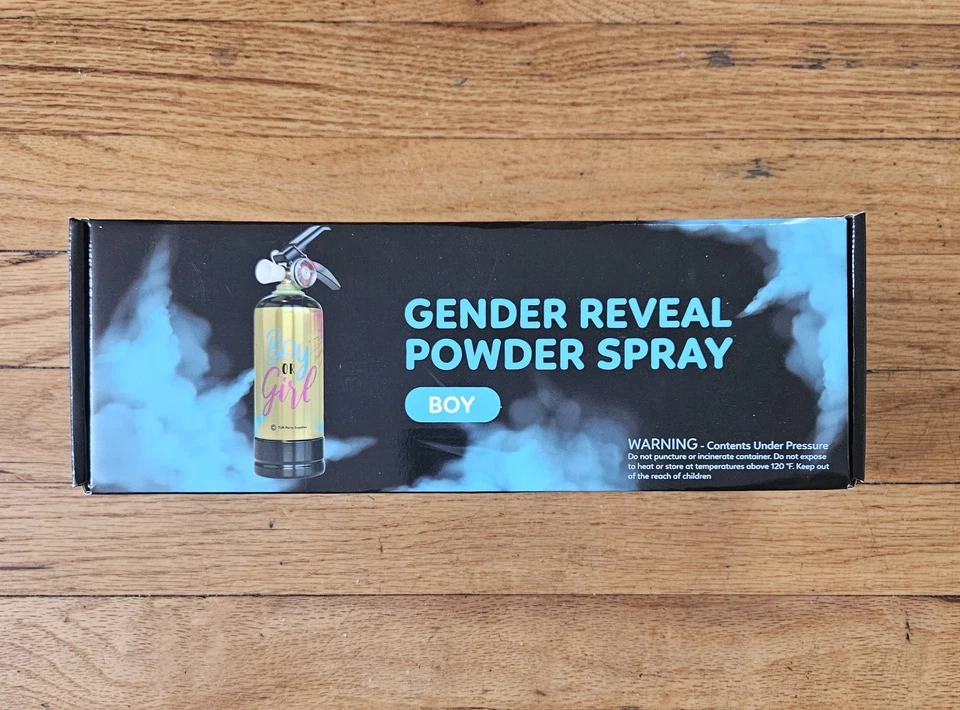 Spray en polvo azul revelación de género para baby showeres revelación de género fiestas NIÑO NUEVO Foto 1 de 1