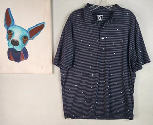 FJ FootJoy Herren Athletic Fit Poloshirt Golf Navy Blau Nadelstreifen Größe XL - Bild 1 von 8