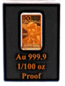 ALEMANIA 2020: 100 ANIVERSARIO RICHARD VON WEIZSÄCKER LINGOTES ORO 9999 PP C30 - Imagen 1 de 2