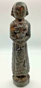 Antique Native American Indian Statue of mother and child Early 1700’s