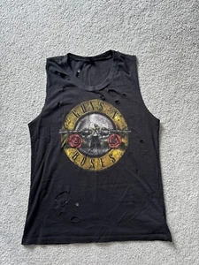 Guns and Roses Thrashed Tank Top Size XL 100%Cotton Sleeveless Black- yellow red - Picture 1 of 5