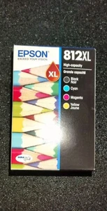 Epson 812XL 4 pack Black Cyan Mag Yellow Ink XL Cartridges EXP 2026 SEALED - Picture 1 of 2