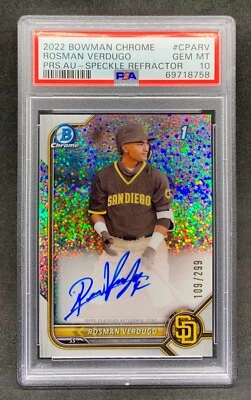 2022 Bowman Chrome ROSMAN VERDUGO Speckle Refractor Auto SP /299 Gem Mint PSA 10 - Image 1 of 2