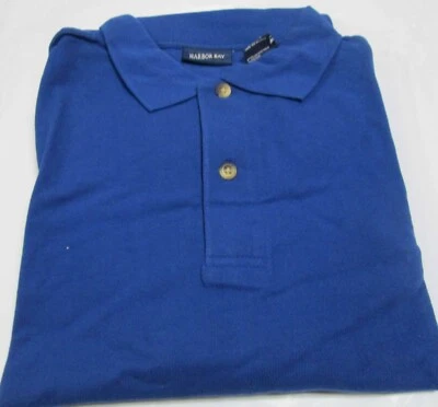 Men Golf Shirt Harbor Bay Brand 2XL Big Royal Blue Shirt 100 % Cotton - Image 1 of 2