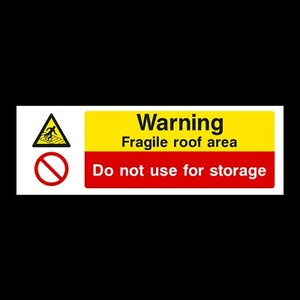 Warning Fragile Roof 300x100mm Plastic Sign OR Sticker (MP10) - Imagen 1 de 1
