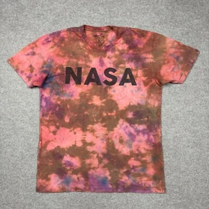 NASA Mens Shirt Size L Orange Short Sleeve Cash Palmer Crew Neck Tie Dye Logo - Picture 1 of 6