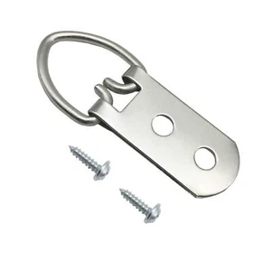 20 Heavy Duty 2 Hole Nickel Plated D Ring Picture & Mirror Hanger With Screws - Picture 1 of 7