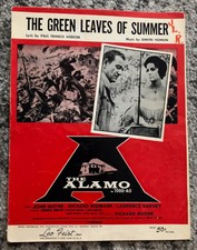 Piano Sheet Music The Alamo John Wayne Green Leaves of Summer 1960 Vintage