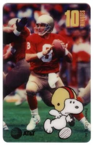 Tarjeta telefónica de 10 m 1995 Snoopy Bowl fútbol americano/Steve Young Passing - Imagen 1 de 2