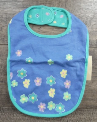 Baby Girl New Vintage Gymboree Rainbow Tag Blue Green Flowers Baby Bib - Image 1 of 2