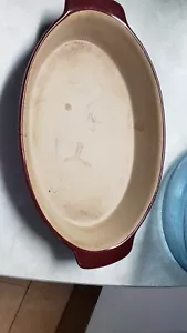 Pampered Chef Family Heritage New Traditions Stoneware Oval Baker 8.5"x12” Red - Picture 1 of 2