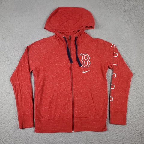 Nike Boston Red Sox Sweater Womens Small Red Full Zip Up Hoodie Sweatshirt MLB Cover