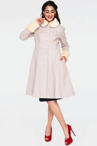 Women Retro Louisa May Sand Long Dress Coat Vintage Style Fashion - Picture 1 of 5