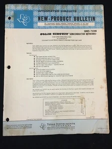 VINTAGE 1967 TEXAS INSTRUMENTS INTEGRATED CIRCUITS NEW-PRODUCT BULLETIN - Picture 1 of 2