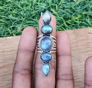 Natural Labradorite Ring 925 Sterling Silver Some Size Available MO5584 - Picture 1 of 4