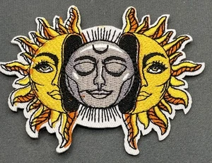 skurril künstlerisch Märchen Sonne und Mond Bügelflicken 3 Stück - Bild 1 von 3