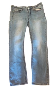 Seven7 Jeans Womens Size 14 Blue Slim Boot Mid Rise Medium Wash Embellished - Picture 1 of 9