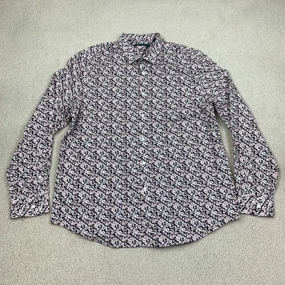 Camisa con botones Perry Ellis para hombre talla XXL multicolor manga larga floral algodón Foto 1 de 4