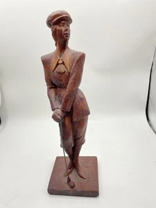 Vintage Golf Statue, Female Golfer Sculpture 12.5” Tall Figurine made in Korea - Picture 1 of 5