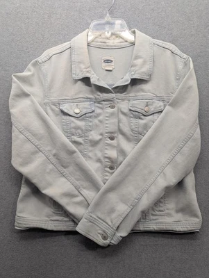 Old Navy Denim Jacket Mens XL Light Wash Blue Stretch Trucker Button Lightweight - Image 1 of 4