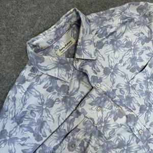 Tommy Bahama Shirt Mens Large Blue White San Lucio Stretch Floral Long Sleeve - Picture 1 of 9