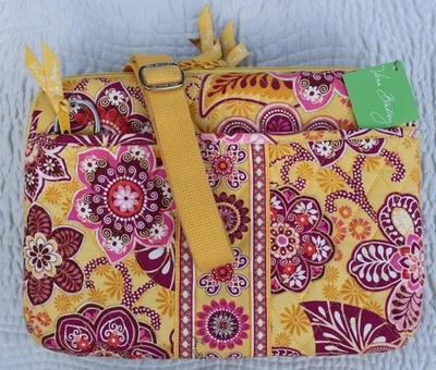 NUEVO ~ Estuche Mini para Laptop Vera Bradley ORO BALI Carcasa Rígida Retirada Floral Acolchada Foto 1 de 4
