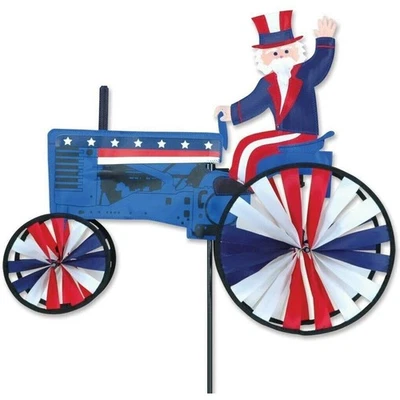 Patriotic American Flag Uncle Sam on a Tractor 21" Garden Spinner Kites Sun Tex  - Image 1 of 4