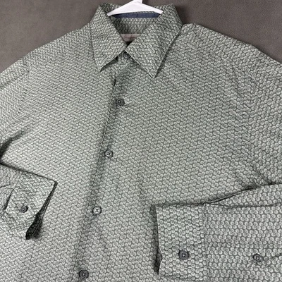 Ermenegildo Zegna Shirt Mens Medium Green Geometric Button Down Long Sleeve EUC - Image 1 of 4