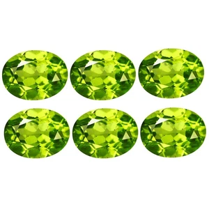 7.77 Ct VVS [6 Pcs Lot] Mesmerizing Oval 8.2 x 6.3 MM Green 100% Natural Peridot - Picture 1 of 5
