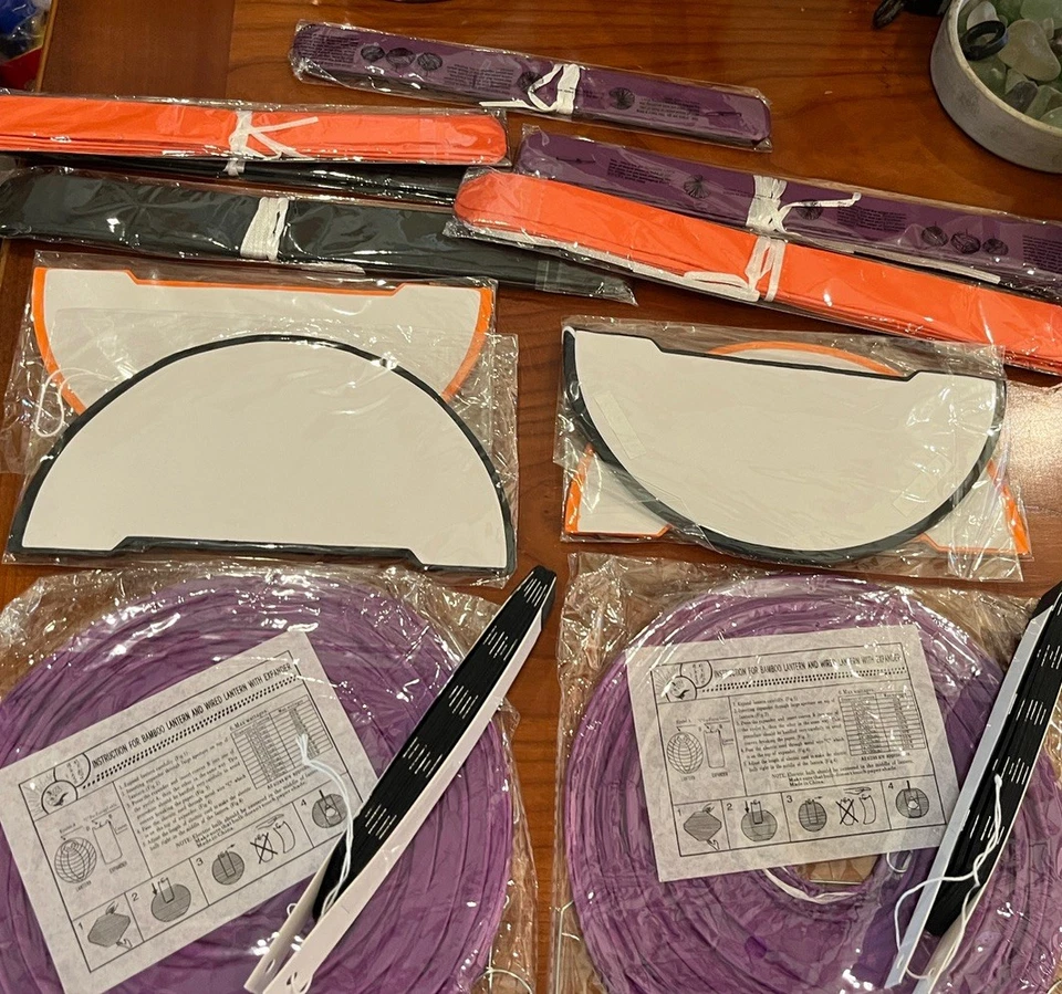 2 New Black Orange Purple Party Decoration Chinese Wired Bamboo Style Lantern - Image 1 of 1