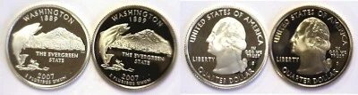 2007-S Washington Statehood Quarter Silver & Clad Proofs 2 Coin Set - Image 1 of 3