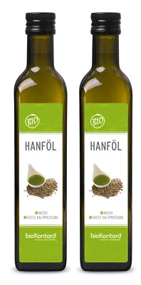 Hanföl BIO 2x 500ml (1000ml) - kaltgepresst - nativ - 100% naturrein - bioKontor - Bild 1 von 4
