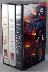 3 VHS BOXED SET La Boheme PAVAROTTI Otello DOMINGO Carreras STIFFELIO TEN-040 - Imagen 1 de 9