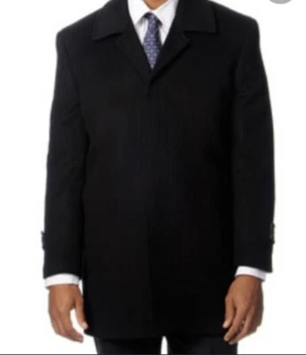 Pronto Moda Rodeo Black Herringbone Cashmere Wool Blend Top Coat L40914R Mens 40 - Image 1 of 4