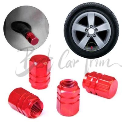 4 Piezas Tapas de Válvula de Llanta de Neumático de Rueda de Coche Motocicleta de Aluminio ROJO Foto 1 de 4