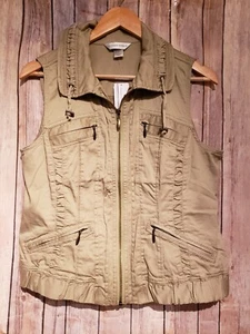 NWT Christopher & Banks Womens Size Small Khaki Vest Zip Front Pockets - Picture 1 of 7